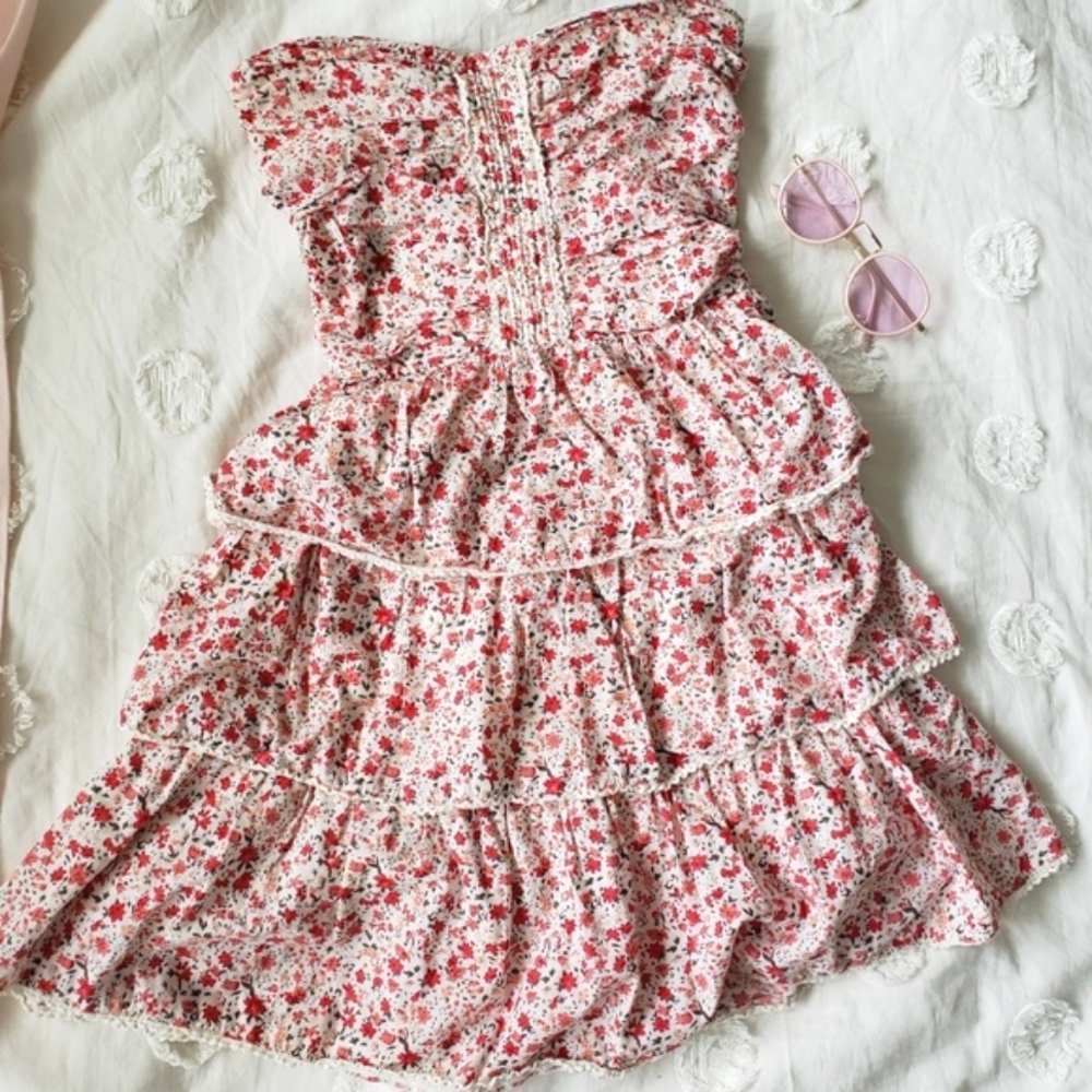 Floral Sweetheart Strapless Dress - Picture 1 of 8